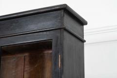 19thC English Oak Glazed Bookcase Cabinet - 4237601