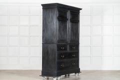 19thC English Oak Painted Linen Press - 4412728