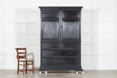 19thC English Oak Painted Linen Press - 4412729