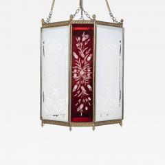 19thC English Oversized Etched Glass Lantern - 2339640