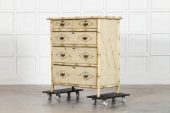 19thC English Painted Bamboo Chest Drawers - 4345947