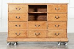 19thC English Pine Bank Haberdashery Drawers Counter - 3438377