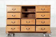 19thC English Pine Bank Haberdashery Drawers Counter - 3438378