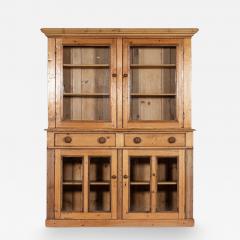 19thC English Pine Glazed Housekeepers Cabinet - 3392117