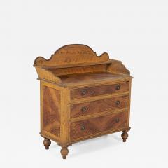 19thC English Pine Grain Painted Galleried Chest - 2122509