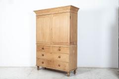 19thC English Pine Linen Press Cupboard - 2521686