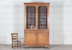 19thC English Tall Oak Glazed Bookcase Cabinet - 2758209