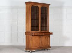 19thC English Tall Oak Glazed Bookcase Cabinet - 2758211