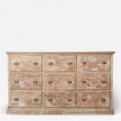 19thC French Dry Scraped Bank of Pine Drawers - 2845857