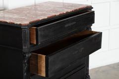 19thC French Ebonised Fruitwood Marble Commode - 4257102