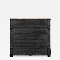 19thC French Ebonised Fruitwood Marble Commode - 4257323