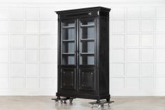 19thC French Ebonised Glazed Bookcase Vitrine - 4412288