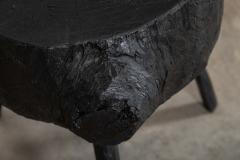 19thC French Ebonised Vernacular Elm Chopping Block Table - 4084816