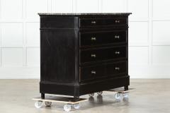 19thC French Ebonised Walnut Commode - 3477789