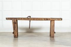 19thC French Elm Cobblers Bench Console - 3516223
