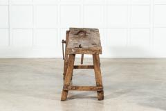 19thC French Elm Cobblers Bench Console - 3516225