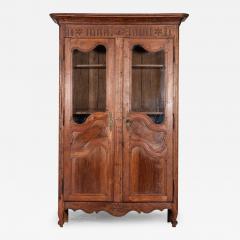 19thC French Glazed Fruitwood Armoire Vitrine - 3044408