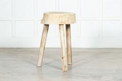19thC French Vernacular Bleached Elm Chopping Block Table - 3159032
