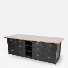 19thC Large English Ebonised Shop Counter Bank of Drawers - 2226180