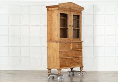 19thC Large English Glazed Pine Housekeepers Cabinet - 3598717