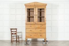 19thC Large English Glazed Pine Housekeepers Cabinet - 3598718