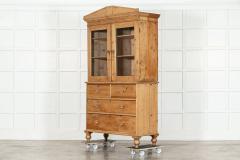 19thC Large English Glazed Pine Housekeepers Cabinet - 3598719