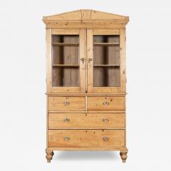 19thC Large English Glazed Pine Housekeepers Cabinet - 3602895