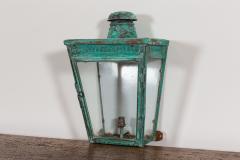 19thC Large English Verdigris Copper Wall Lantern - 2052143