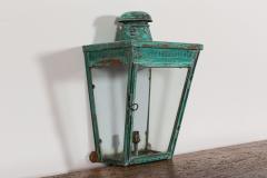 19thC Large English Verdigris Copper Wall Lantern - 2052146