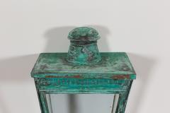 19thC Large English Verdigris Copper Wall Lantern - 2052148