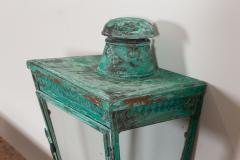 19thC Large English Verdigris Copper Wall Lantern - 2052150