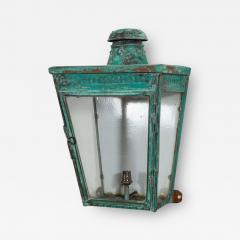 19thC Large English Verdigris Copper Wall Lantern - 2053022