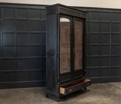 19thC Large French Ebonised Mirrored Armoire - 2013654