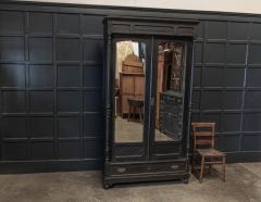 19thC Large French Ebonised Mirrored Armoire - 2013656