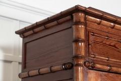 19thC Large French Pine Faux Bamboo Wardrobe - 4420171