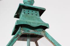 19thC Large French Verdigris Copper Lantern - 2052039