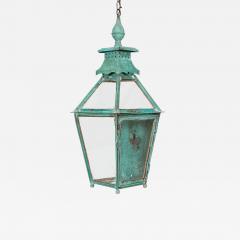 19thC Large French Verdigris Copper Lantern - 2052196