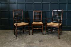 19thC Set of 6 Oak Rush Dining Chairs - 1946851