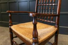 19thC Set of 6 Oak Rush Dining Chairs - 1946852