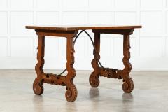 19thC Spanish Fruitwood Inlaid Trestle Table - 3438340