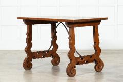 19thC Spanish Fruitwood Inlaid Trestle Table - 3438342