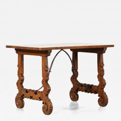 19thC Spanish Fruitwood Inlaid Trestle Table - 3440026