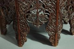 19thc Indian octagonal carved hardwood table - 4787733