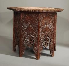 19thc Indian octagonal carved hardwood table - 4787735