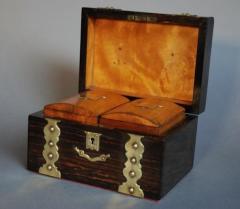 19thc coromandel wood brass bound tea caddy - 4780374
