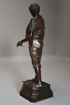 19thc large bronzed spelter figure of a farm labourer signed Milliot - 4799970