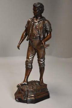 19thc large bronzed spelter figure of a farm labourer signed Milliot - 4799972