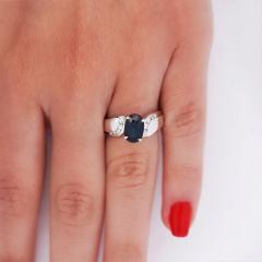 2 03 Carat Oval Cut Sapphire with Diamond Accent Bypass Platinum Ring - 3919115