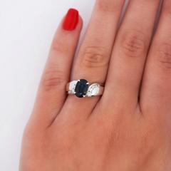 2 03 Carat Oval Cut Sapphire with Diamond Accent Bypass Platinum Ring - 3919121