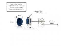 2 15 Carat Oval Cut Natural Sapphire 14K Gold Hypoallergenic Stud Earrings - 3772475